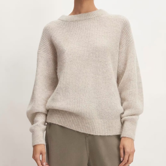 Everlane The Alpaca Crew Sweater in Almond - Picture 3 of 7